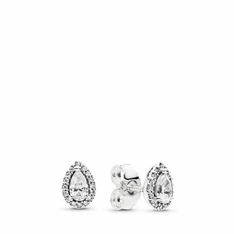 Pandora Radiant Teardrops Stud Earrings Ireland - Sterling Silver/Cubic Zirconia - 852479IZT